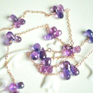 Purple Gemstone Necklace in Rose Gold - Handmade in Canada